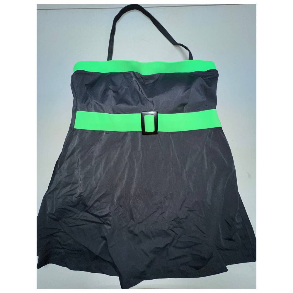 I.F. It Figures Slender Thighs Swim Dress Black & Lime Women Plus 20W